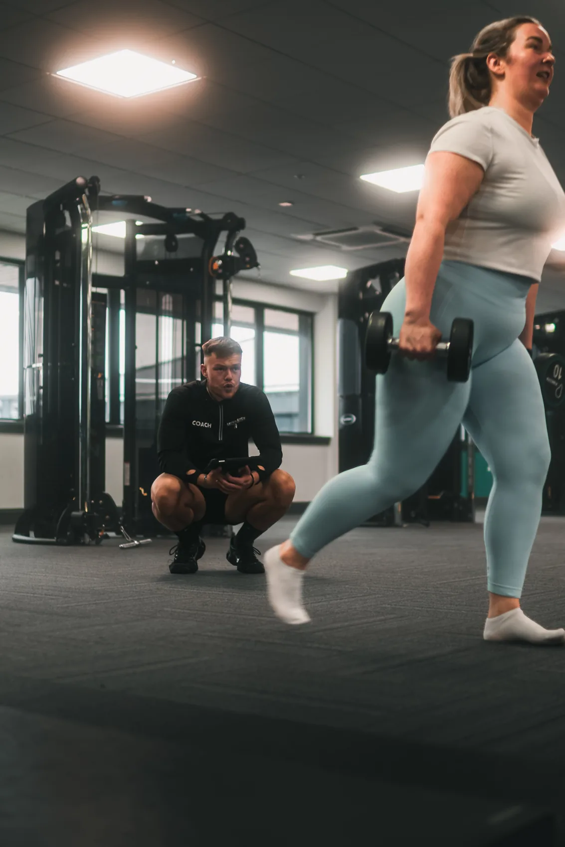 Jason talking through progress with a client